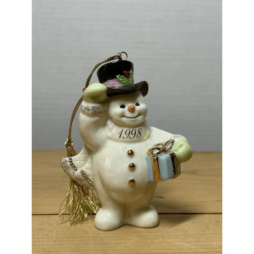 Lenox A Frosty Morning 1998 Annual Snowman Ornament & COA